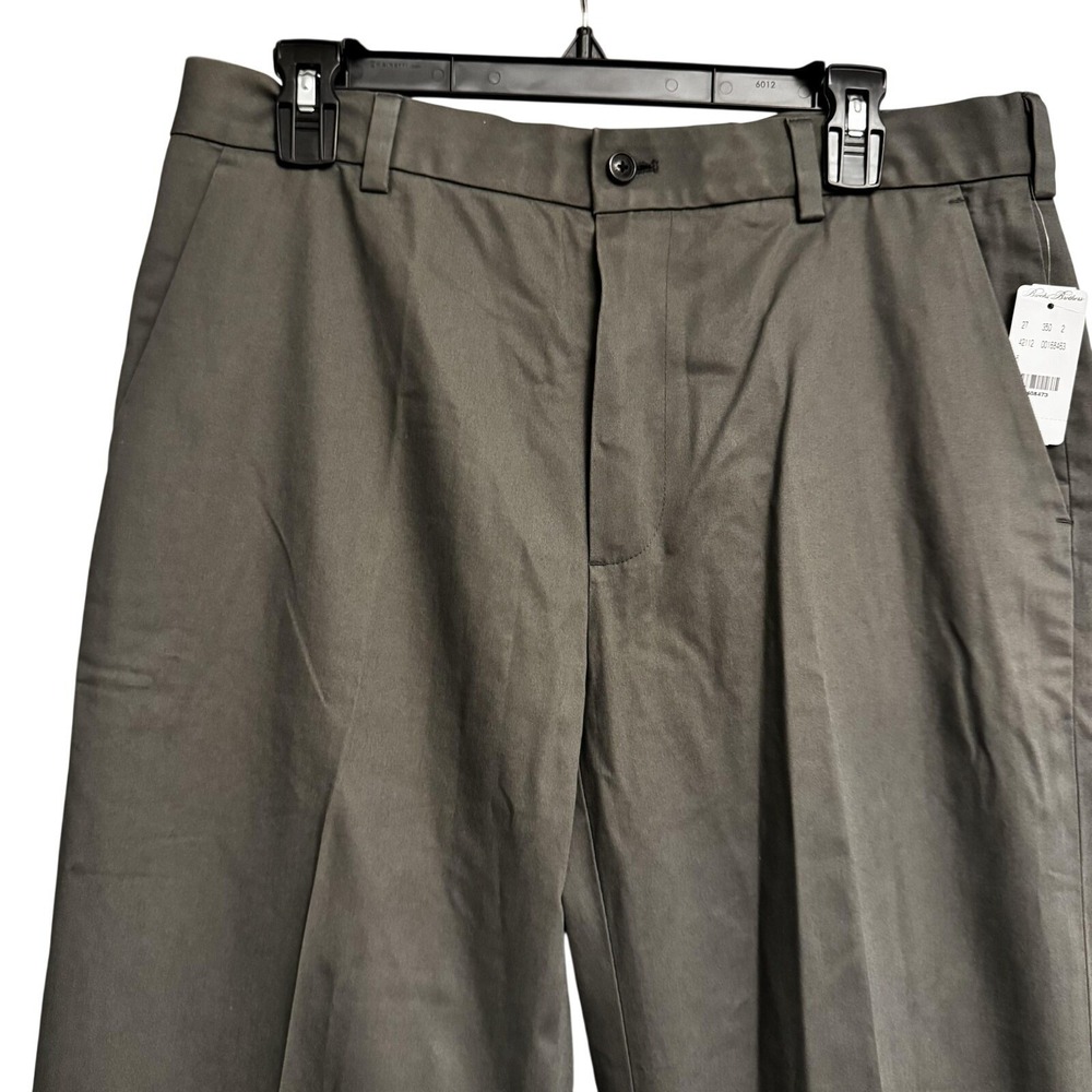 Brooks Brothers Pants Mens 34x32 Gray Clark Fit Wrinkle Resistant Chino Stretch
